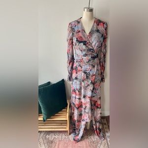 HUTCH Floral long sleeve wrap dress